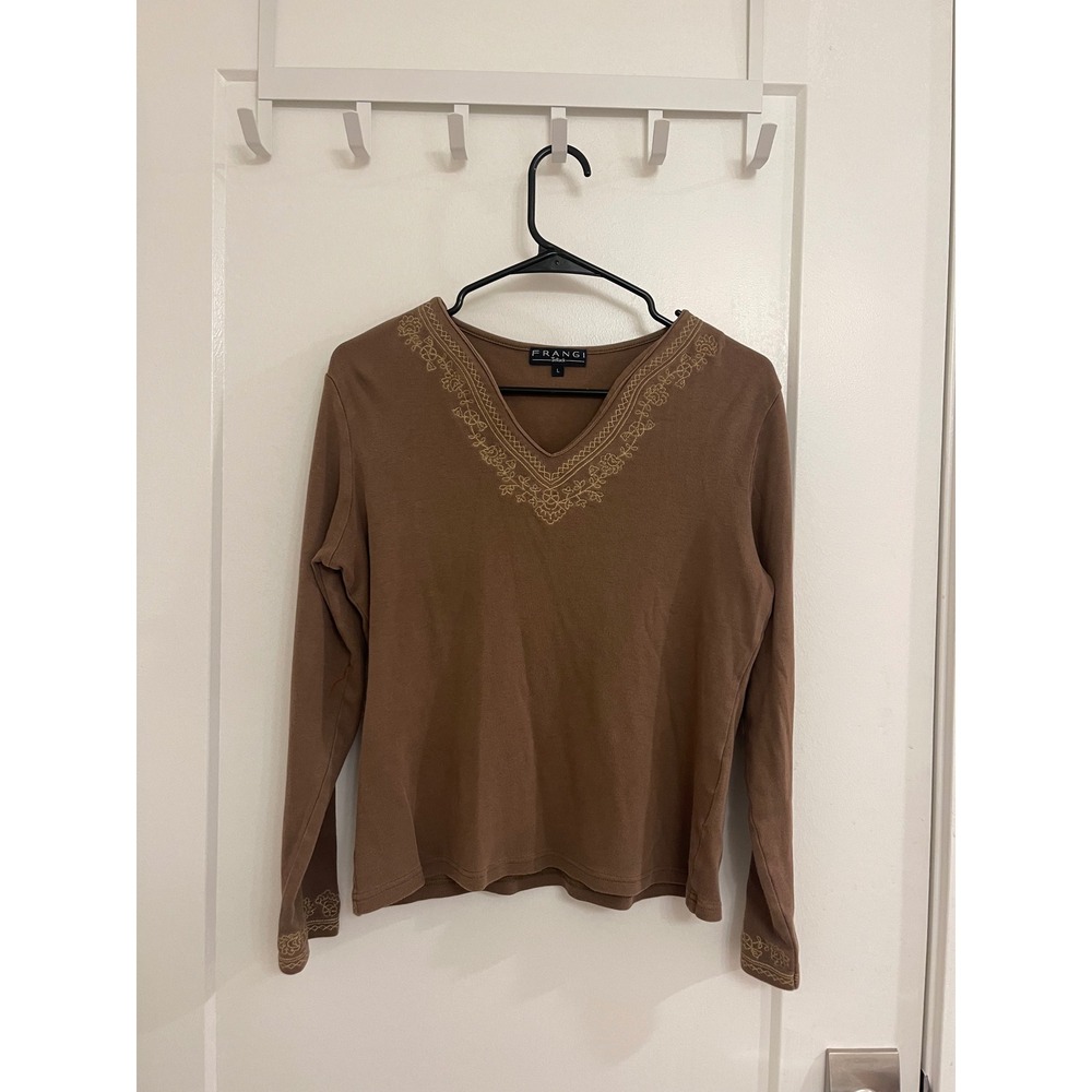 Vintage Cotton Boho‎ V Neck Blouse Chic Hippie 70s Style Prairie